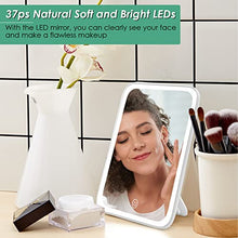 Auxmir Specchio da trucco con luce, 37 LED dimmerabile Vanity Mirror, supporto per tavolo da toeletta, specchio cosmetico illuminato con touch screen, doppio alimentatore, quadrato