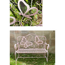 Terrazza panchina panchina per il tempo libero all'aperto, Panche decorative in metallo impermeabili e resistenti al sole per esterni, Panca decorativa 2 posti con schienale e braccioli