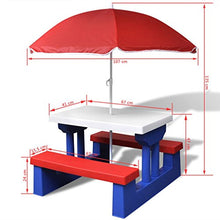 vidaXL Giardino Tavolo da Picnic panchina Esterno con Parasole per Bambini