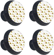 Motivo floreale rosa girasole giallo Pomelli per Porta Set di 4 Pomelli per Mobili Manopole per Cassetti Cucina Armadio Vetro