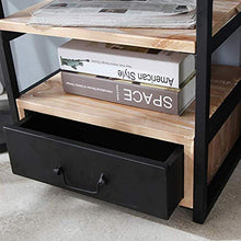 H-CAR Comodino Comodino retrò Industriale con cassettiera in Legno con Scomparto Anteriore Aperto per Camera da Letto