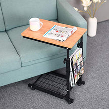 JUAN-Tavoli e tavolini Tavolino Mobile A Forma di C. Comodino da Camera da Letto con Divano in Acciaio al Carbonio Nero Scrivania per Computer Regolabile in Altezza, 50 × 45 × 10 Cm