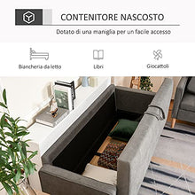 homcom Divano 3 Posti Moderno in Tessuto Grigio con Vano Contenitore e Design Scandinavo, Grigio, 166.5x62x82cm