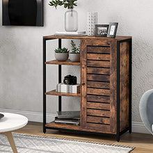Q-HL Comodino Cabina Armadio da Cucina Armadio per Mobili da Cucina con 3 Ripiani Aperti per Soggiorno Camera da Letto - Vintage Brown + Nero