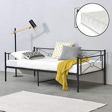 [en.casa] Divano a 2-3 Posti di Seduta Letto Singolo in Acciaio con Materasso a Schiuma Fredda 90 x 200 cm Sofa Decorativa in Metallo - Nero