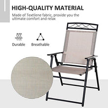Set 2 Sedie da Giardino Pieghevoli 57,5x67x92,5 cm in Metallo e Textilene Beige