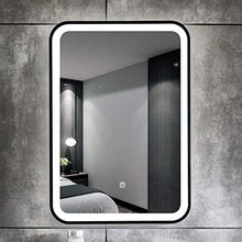 Specchio da Parete a LED, Specchio da Bagno con Luce, Specchio da Trucco/da Barba Rettangolare con Luce Bianca (Nero/Oro)