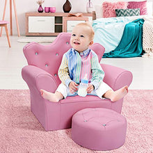 COSTWAY Divano con Braccioli per Ragazze, Ampia Sedia con Poggiapiedi, 58 x 40,5 x 48 cm, Rosa
