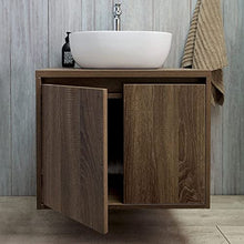 Kiamami Valentina MOBILE BAGNO NOCE SCURO 60CM LAVABO D'ARREDO E SPECCHIO A FILO | SIENA