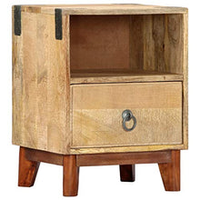 mewmewcat Comodino in Legno Massello di Mango Grezzo 40x30x52 cm
