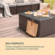 Blumfeldt Theia Loungetisch - Tavolo da Giardino, Tavolino da Lounge, Poly Rattan, Piano in Vetro, Marrone