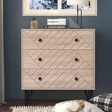 Comodino con 3 cassetti, Comodino per camera da letto, legno, 72x35x75.5cm