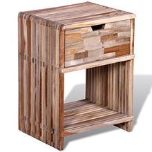 Festnight Comodino Cabinetto Moderno con Cassetto in Legno Anticato di Teak