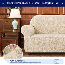 subrtex 1-Pezzo Copridivano in Damasco Elasticizzato Tre Posti AntiGraffio per Gatto Cani, Modello Floreale Moderno Elasticità Divano Protector (2 Posti, Modello Beige)