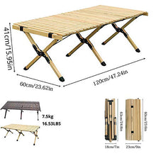 Camping Folding Wood Table- Portable Foldable Outdoor Picnic Table,Cake Roll Wooden Table Picnic, Camp, Travel,Garden BBQ
