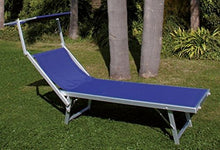 Lettino con parasole in alluminio tubolare e telo in textilene Blu PLAYA