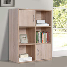 homcom Libreria Scaffale Mobiletto in Legno con 3 Ripiani 4 Scompartimenti e 2 ante, 61.5x29.5x80cm