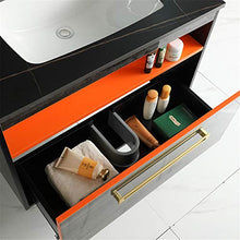 NgMik Cabinet Specchio Lavabo Simple Bagno Cabinet Set da Parete Bagno in Legno Cabinet Rock Plate Basin Vanity Specchio per Lo Specchio Facile da Pulire (Color : Orange, Size : 50x80x51.5cm)
