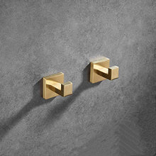 2 pacchi Porta asciugamani Porta accappatoio per bagno Forma quadrata Montato a parete, spazzolato dorato, Beelee BA19907BG-2