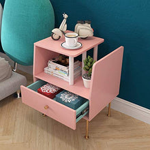 LSX-Comodino Comodino, Semplice e Moderno Piccolo Appartamento Macaron Rosa Letto Camera da Letto Armadio Aperto, Adatto for Soggiorno/Camera da Letto/Studio, 50x37x59,5 cm OYO