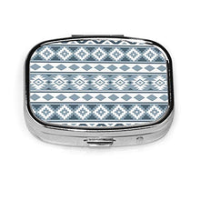 Scatola quadrata per pillole medicinali Aztec Essence Blu Grigio & Bianco Moda Pill Organizer Viaggio Pill Case Dispenser per Vitamine Integratori