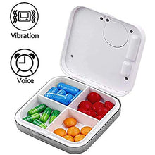 YDong Scatola per Pillole, Scatola per Pillole con Allarme Sigillato Intelligente un 4 Compartimenti, Distributore Elettronico di Promemoria per Timer Pillola Portatile