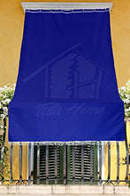 Tenda da Sole con Kit Ganci e Anelli in Tessuto Resistente da Esterno o Balcone Misura cm 140x300 Dis.5 Tinta Unita Colore Blu