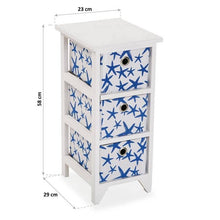 VERSA Cassetti, Cassettiera 3 cestini Blu Mare