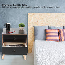 AYNEFY - Comodino vintage nero con cassetto