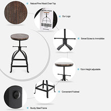 IKAYAA Sgabelli da Bar, Sgabelli da Bar Altezza Regolabile Girevole Cucina Sala Colazione Sedia Naturale Pineta Top Bar Stool, Vintage Nero