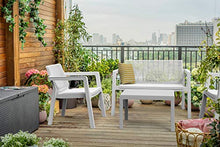 Keter Emily Lounge Set, Mobili da Giardino Superficie Liscia con Divano 2 Posti 2 Sedie e Tavolino, Bianco