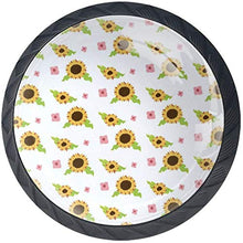 Motivo floreale rosa girasole giallo Pomelli per Porta Set di 4 Pomelli per Mobili Manopole per Cassetti Cucina Armadio Vetro