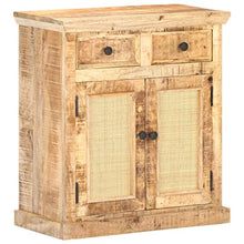 vidaXL Credenza 65x32x70 cm Legno Massello di Mango e Canna Naturale