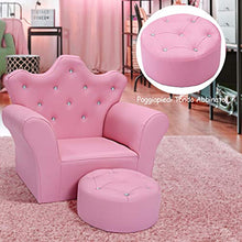 COSTWAY Divano con Braccioli per Ragazze, Ampia Sedia con Poggiapiedi, 58 x 40,5 x 48 cm, Rosa