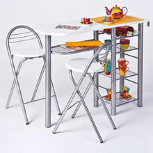 Inter Link Set Bar Tavolo e Sgabelli MDF, Bianco Lucido e Metallo ALU Grigio