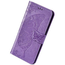 Herbests compatibile per iPhone 11 Flip Case Custodia Portafoglio PU Pelle Cover Goffratura Farfalla Puro Color Custodia a Libro Bookstyle Retro Case con Supporto,Viola Chiaro