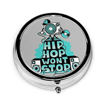 Hip Hop, contenitore rotondo per pillole a 3 scomparti, in metallo, per medicina e vitamina