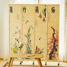 Room Screen Even Divisorio in bambù, Design Decorativo Calligrafia Cinese, Schermo in Legno e bambù a 4 Pannelli, Cornice Beige, Ciondolo Orientale
