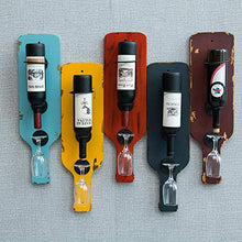 OUGEA Porta Bicchieri,Porta Bicchiere Vino retrò in Ferro battuto a Parete Calice rovesciato Porta Bottiglie per la casa Rosso Scuro 60X2X17CM