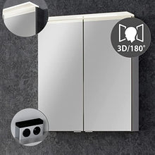 Fackelmann - Set di mobili da bagno B.Perfect, 2 pezzi, con mobiletto sottolavello, con lavabo in ceramica, da appendere, 60 cm e armadietto a LED