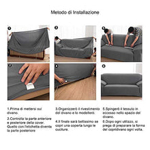 Copridivano Elasticizzato 3 Posti con Braccioli Universale in Poliesteri Spandex Copertura Divano Tinta Unita (Grigio Blu)