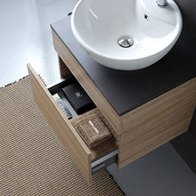 Kiamami Valentina MOBILE BAGNO QUERCIA TOP LEGNO ANTRACITE LAVABO DA APPOGGIO TONDO | SOLE