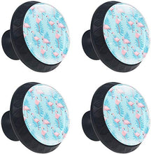 Modello tropicale delle foglie blu del fenicottero Pomelli per Porta Set di 4 Pomelli per Mobili Manopole per Cassetti Cucina Armadio Vetro