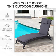 Outsunny Cuscino per Sdraio Lettino Prendisole da Giardino 198x53x5cm Grigio