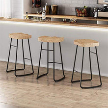 YS Sedia Legno e Ferro Rustico Grandi Mobili Retro Cucina Backless Counter con Sella Sedile Gambe Sgabello da Bar,65 cm,65 cm