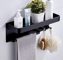 Amgend Ripiano Per Il Bagno In Alluminio Anodizzato Nero Con Mensole E Ganci Appendiabiti Da Parete Per Bagno