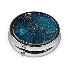 Star Map - Contenitore rotondo per pillole, 3 scomparti, in metallo, per medicina, vitamina
