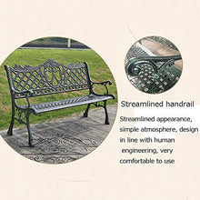 Sedia da giardino per esterni panca in metallo, 3 posti per mobili da esterno da esterno, panchina per terrazza parco con braccioli e schienale in ghisa, utilizzata nel foyer, corridoio
