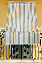 Tenda da Sole con Kit Ganci e Anelli in Tessuto Multirighe Resistente da Esterno o Balcone Misura cm 140x250 Dis.7 Colore Verde
