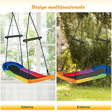 COSTWAY Altalena da Giardino Per Bambini, Altalena Ovale da Albero, con Maniglie, per Esterno, Portata Max. 150 kg (Multicolore)